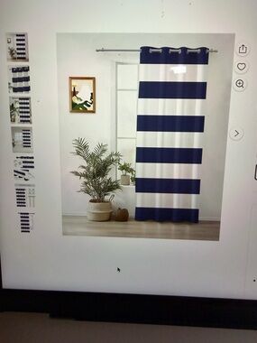 4 blackout panels! Navy and White Striped Grommet Curtains